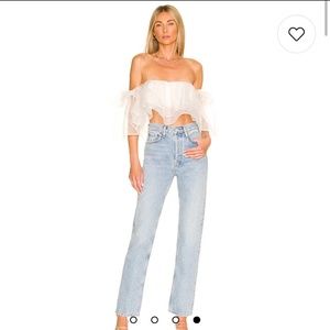 Rossella Ruffle Top in white organza